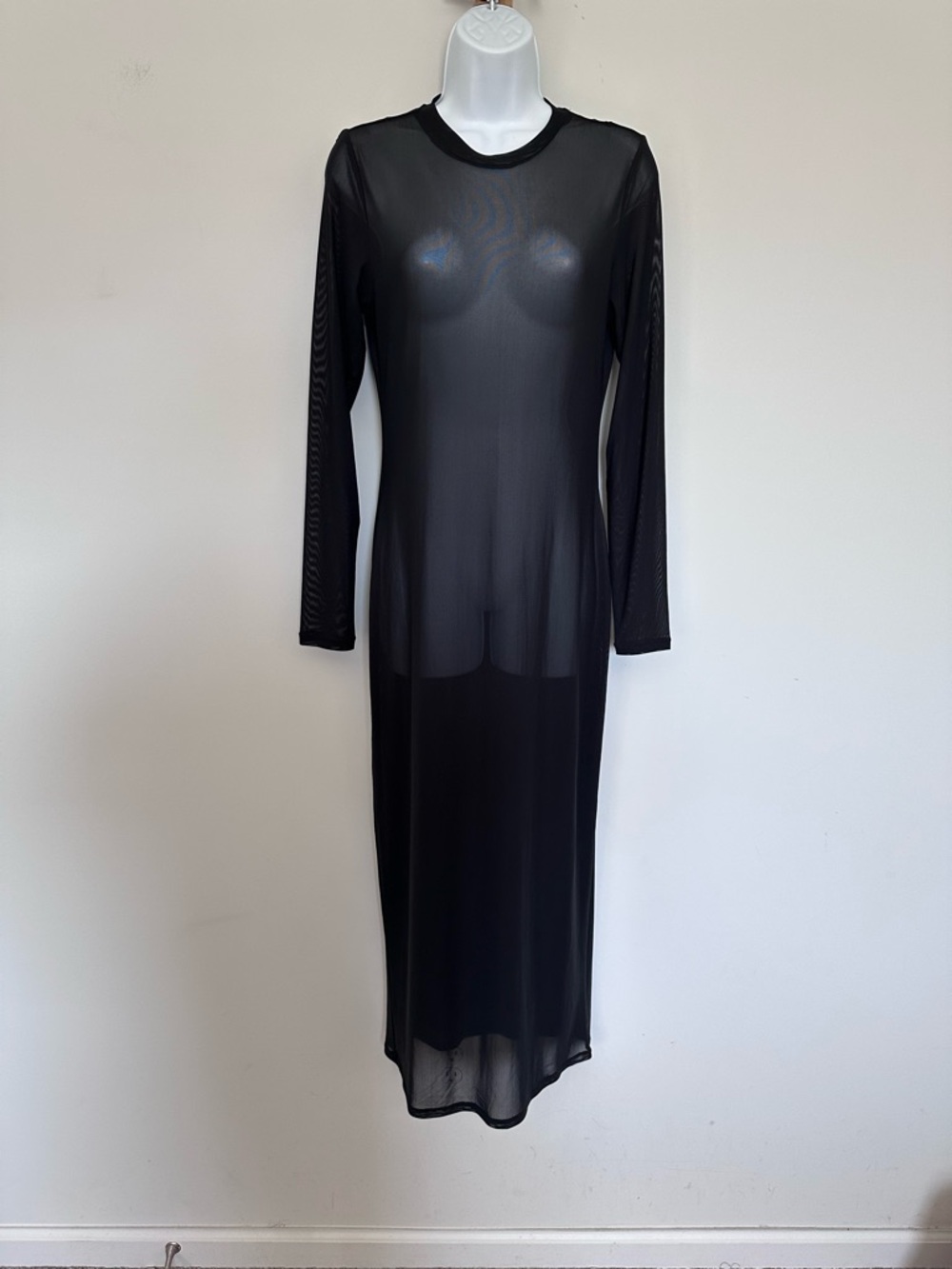 AFRM Sheer Black Long Sleeve Mesh Dress - Picture 2 of 7